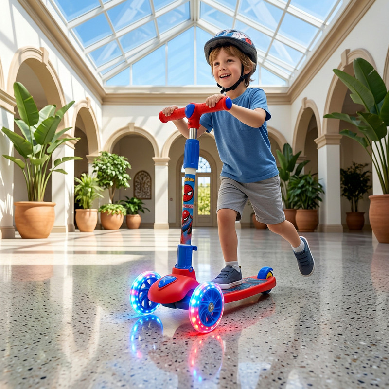 Avengers Spiderman 3 Wheeled Heroglide Kick Scooter(Blue, Red)