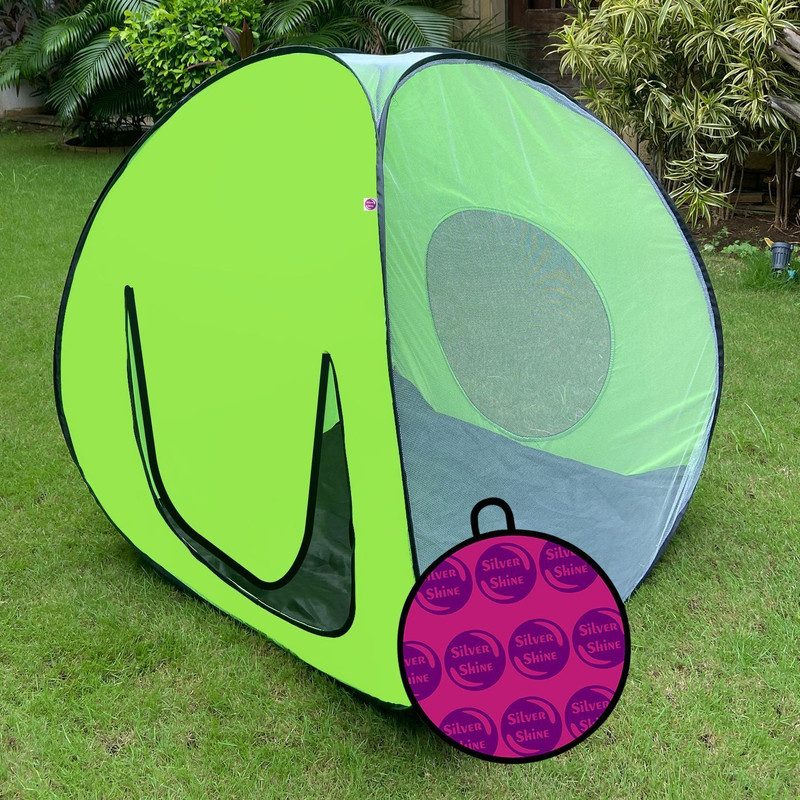 SILVER SHINE Play House Foldable One Side Round Outdoor & Indoor For Kids(Grey, Orange)