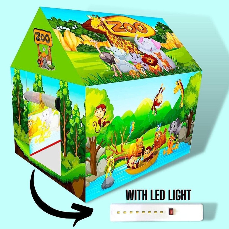 Planet of Toys Tent House for Kids with LED Light Play Tent House(ZOO Tent)(Green)
