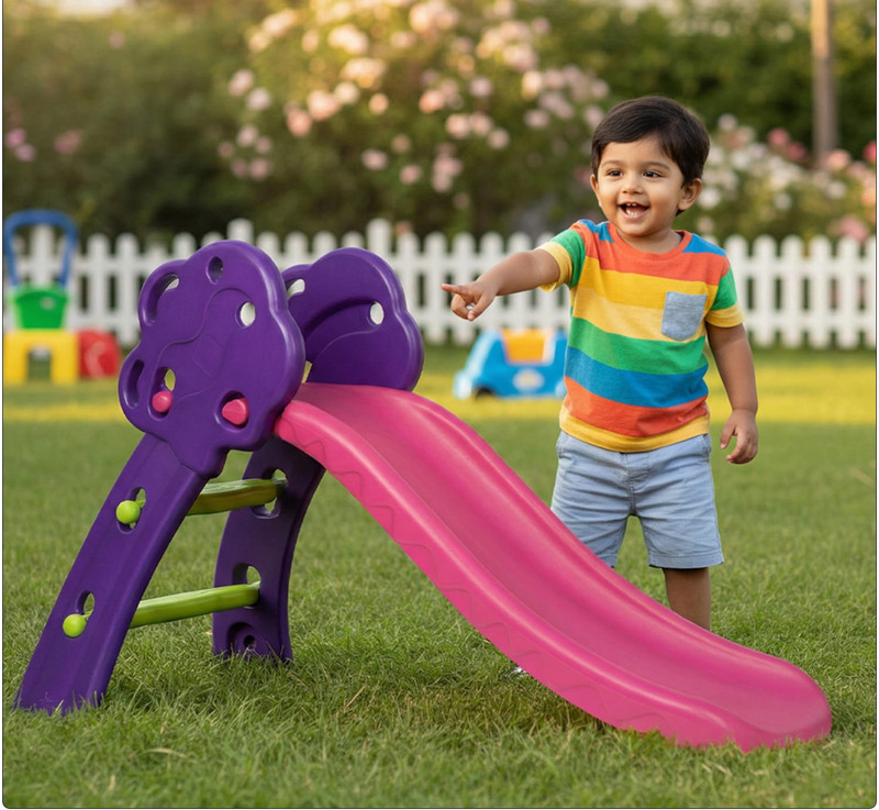 kidznation Tree Slide for Kids | Indoor Outdoor Play Slide | Safe Rounded Design(Orange)