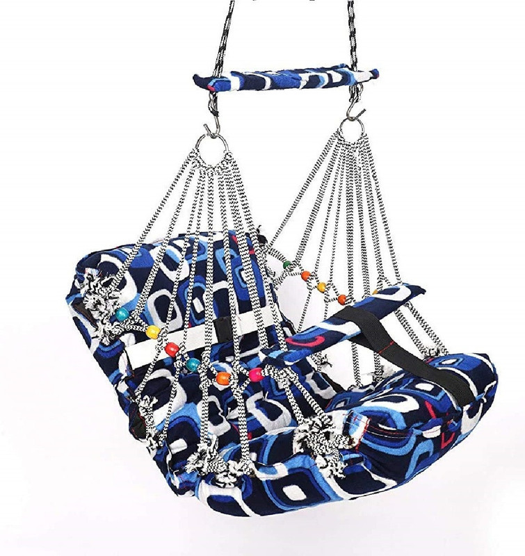 JD ENTERPEISE Cotton Child Jhula for 1-3 Year indoor| For Kids Swings(Blue)
