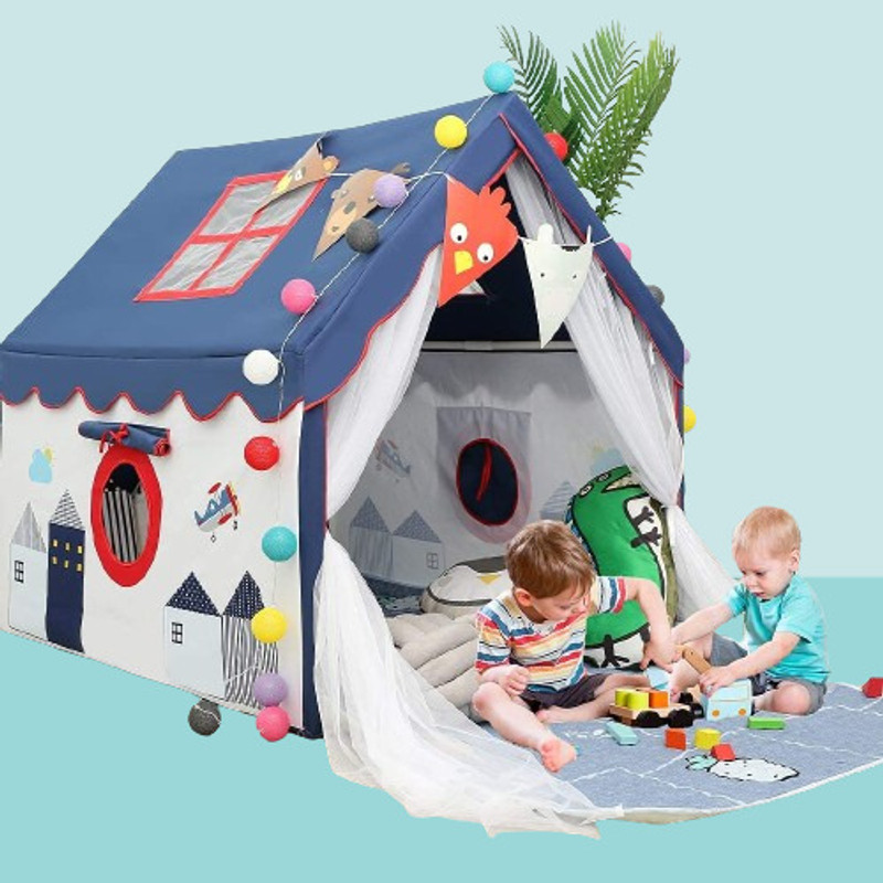 Kalptarucreation blue city tent house for kids 3 year to 10 year(White)