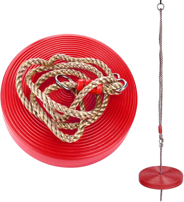 HOP N PLAY Height Adjustable Plastic Disc Swing, Fun for Kids Indoors and Outdoors(Red)