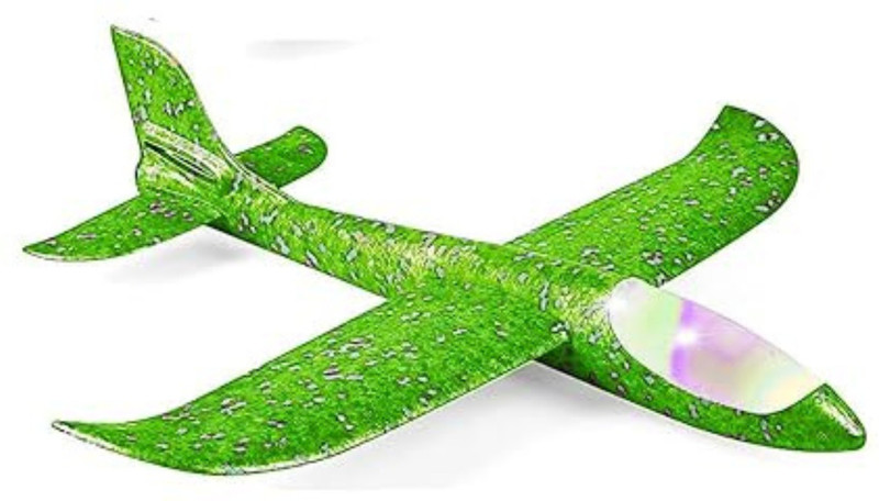 MOVE TOYS Airplane of Foam Plane with & Flashing Light, Flying Aircraft for Kids(Green)