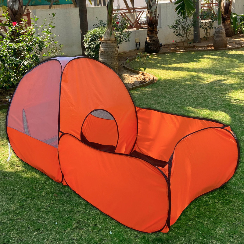 SILVER SHINE 2 in 1 Combo Foldable Tent House For Kids Activity Indoor Outdoor 2 To 8 Years(Maroon)