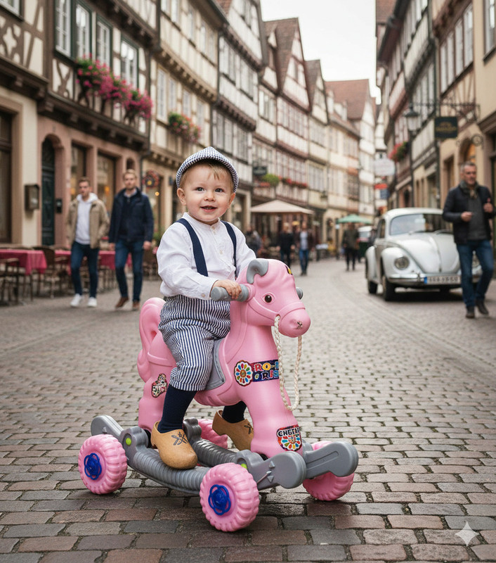 TOYPROFESSOR 2-in-1 Baby Horse Rider & Rocker Toy for Kids (1-3 Years)(Grey)