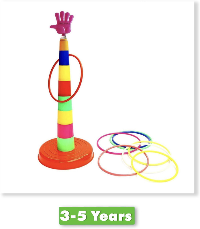 PP SONS Plastic Ring Toss Quoits Hoopla Throw Game for Toddlers Competitive Tossing Game for Kids and Adults (Multicolor)(Multicolor)