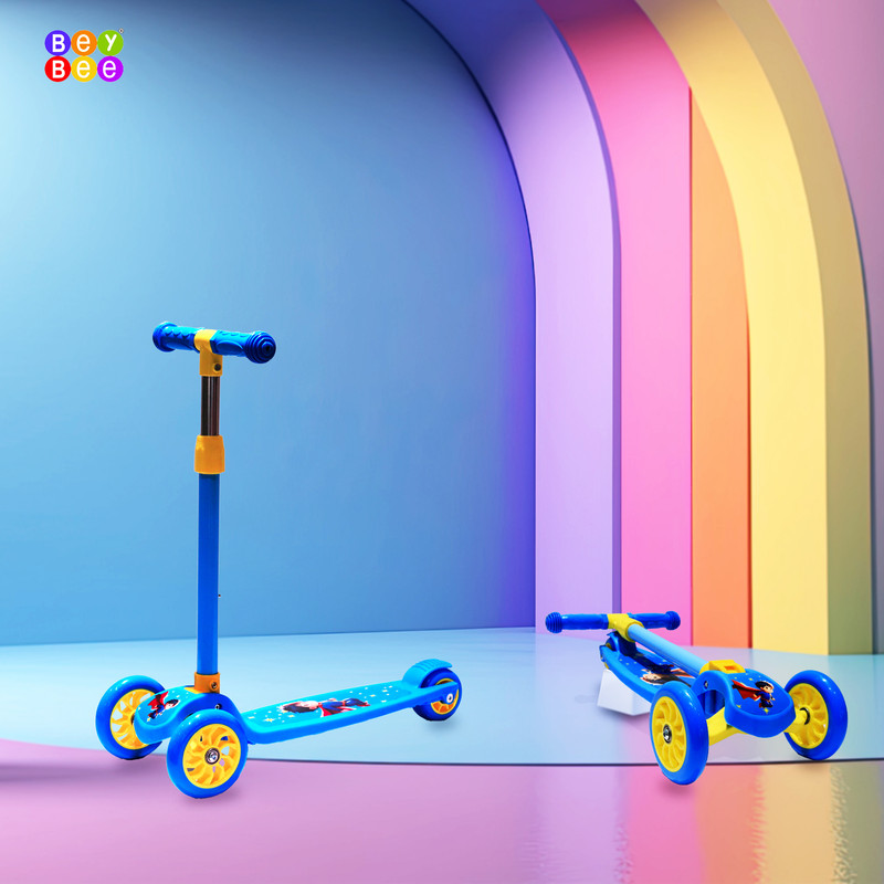 BeyBee Lightweight SuperHero Kick Scooter for Kids|Hoverboard with 4 Level Height Knob(Blue)