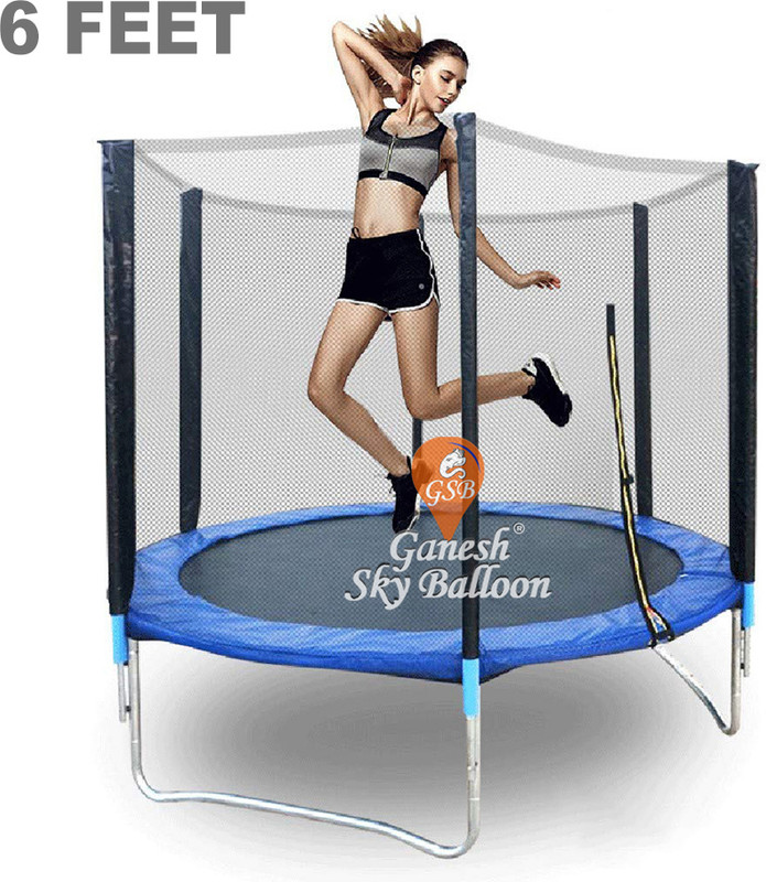 GANESH SKY BALLOON (6 Feet) Premium Fitness Trampoline with Enclosure net and Poles Safety Pad.(Multicolor)