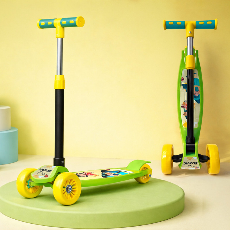 SLOVIC Kick Scooter For Kids 3+ Years with Adjustable Handle Height Lightweight(Green)