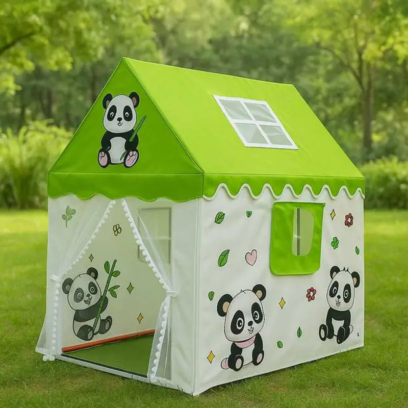 krisha enterprise Green Panda Foldable Play Tent for Boys & Girls|Outdoor Playhouse Hut (Green)(Multicolor)