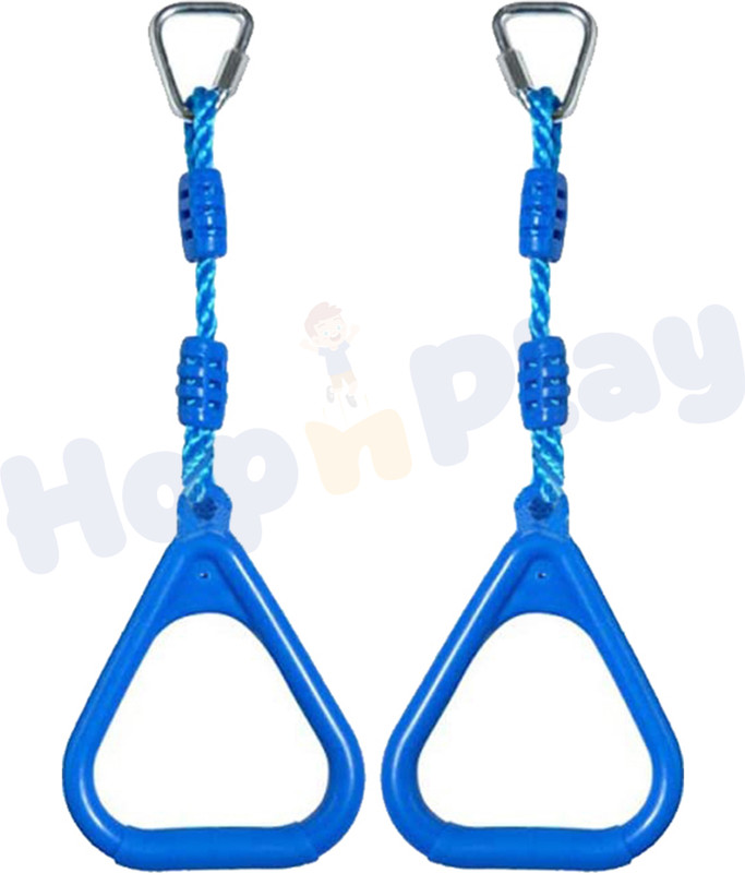 HOP N PLAY Kids Hanging Triangle Gymnastic Fitness Ring Set - Monkey Bar Rings(Blue)