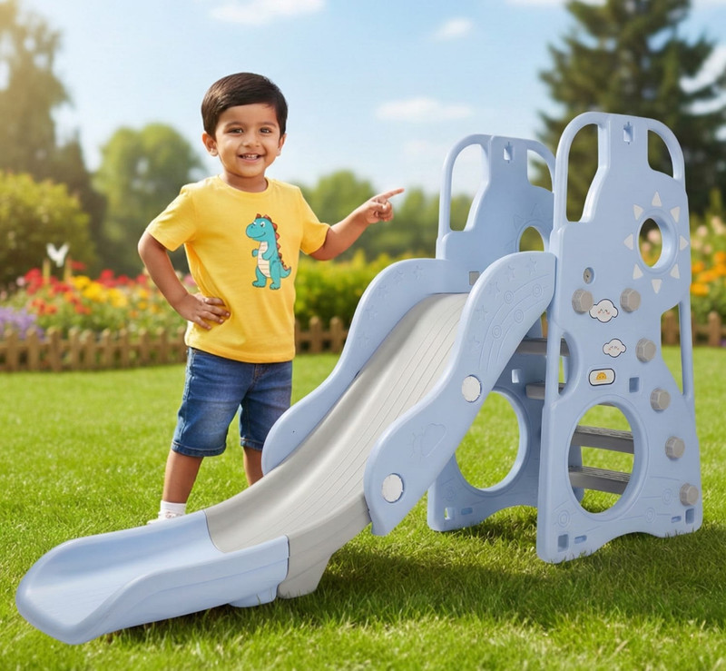 kidznation Golden Sparrow Slide for Kids | Indoor Outdoor Slider |Safe Rounded Design(Multicolor)