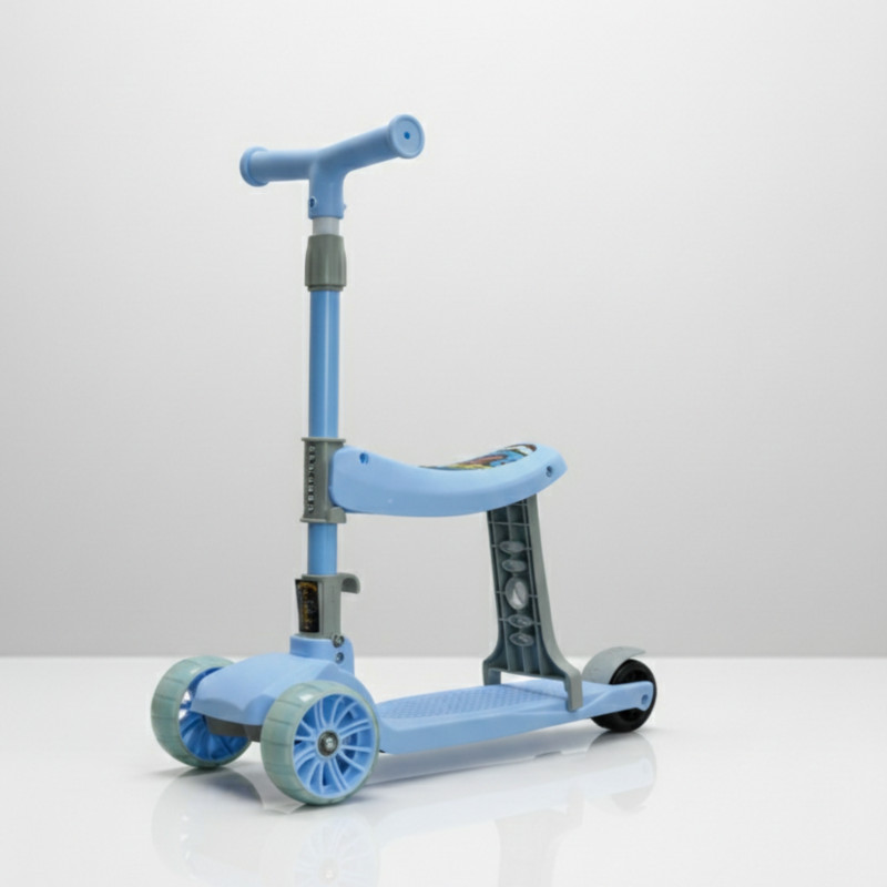 CLAPTALES Kids Kick Scooter with Seat | LED Wheel 60 kg Capacity(Blue)