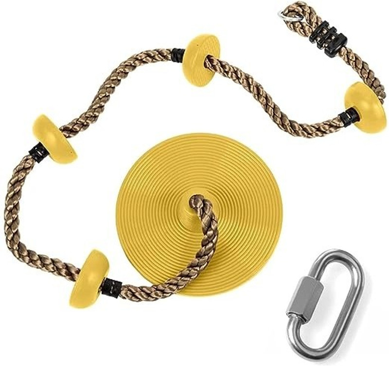 Reznor Platforms Disc Tree Swing Seat & Climbing Knot Rope with Carabiner Hook for Kids(Red)