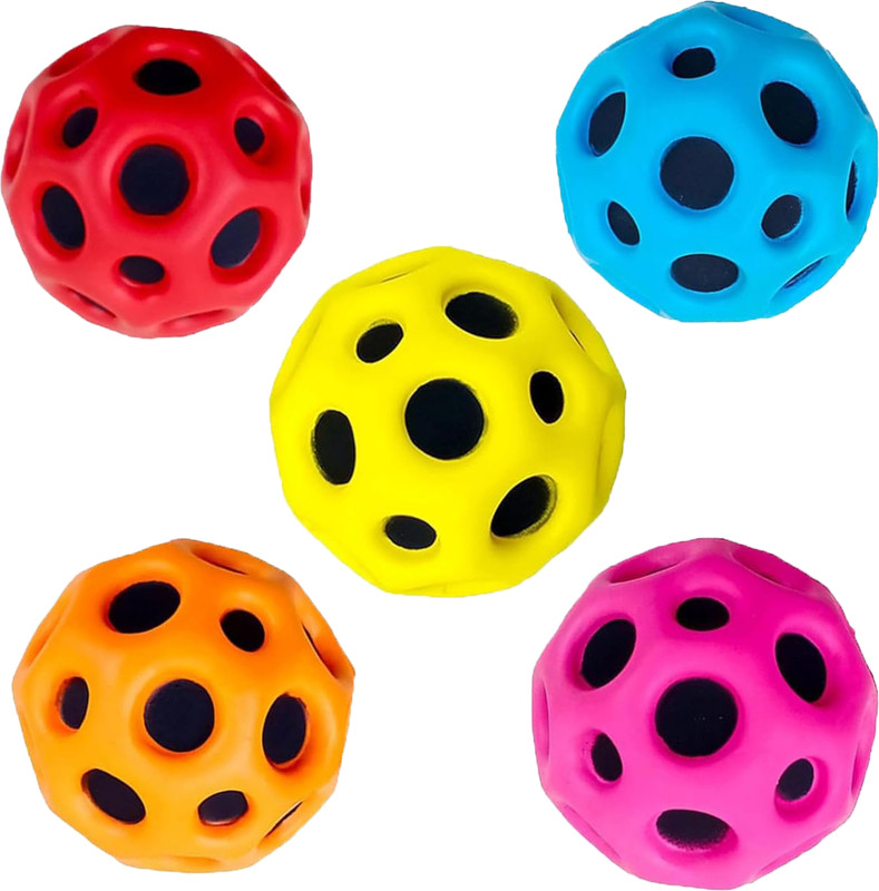ROSEFAIR High Bouncy Balls, Moon Ball and Space Balls for Kids & Adult Stress Relief Toys(Green, Blue, Orange, Red)