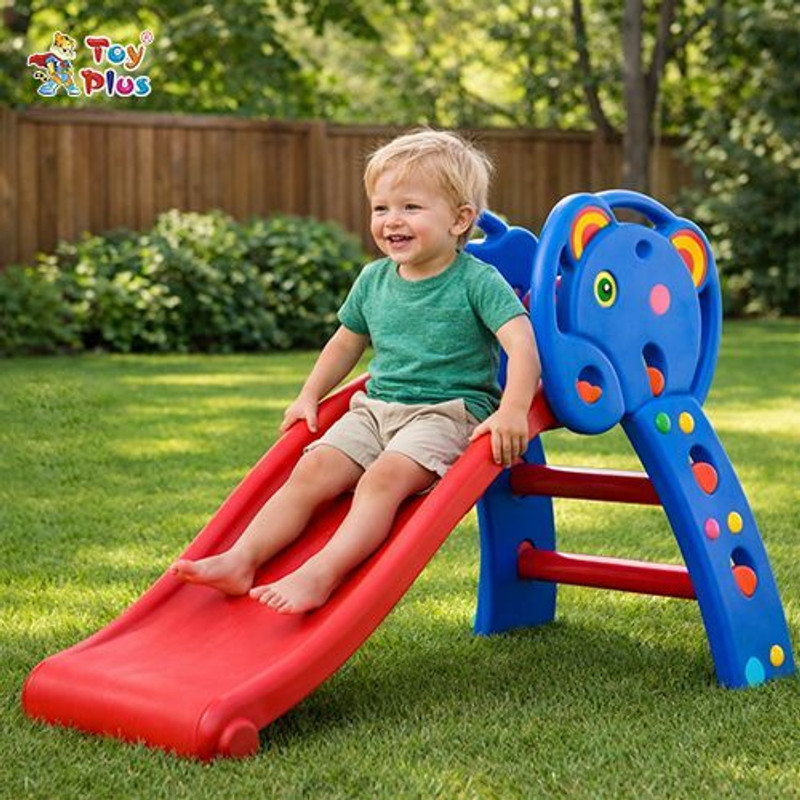 Toy Plus Kids Slide Play Set with Strong Base & Smooth Curve(Blue, Red)