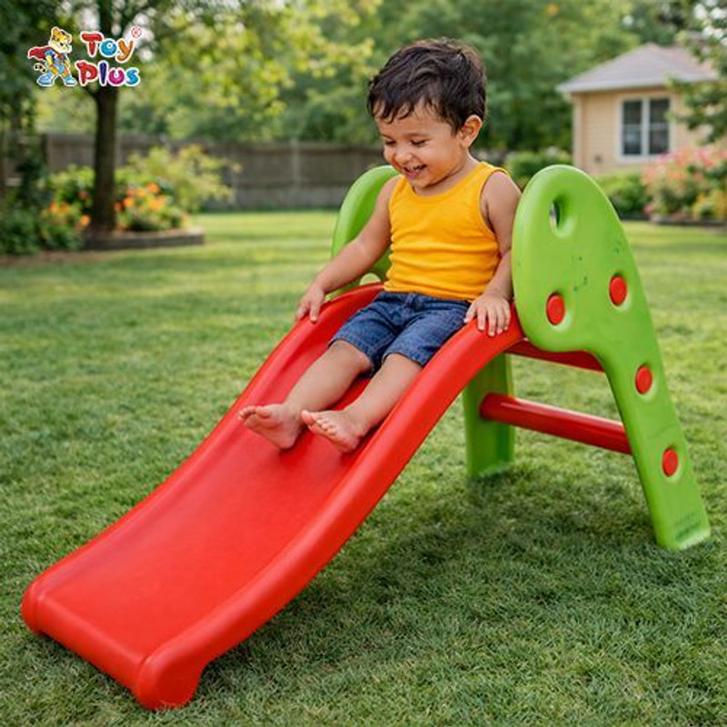 Toy Plus Indoor Outdoor Kids Slide with Anti-Slip Steps & Strong Base(Green, Red)