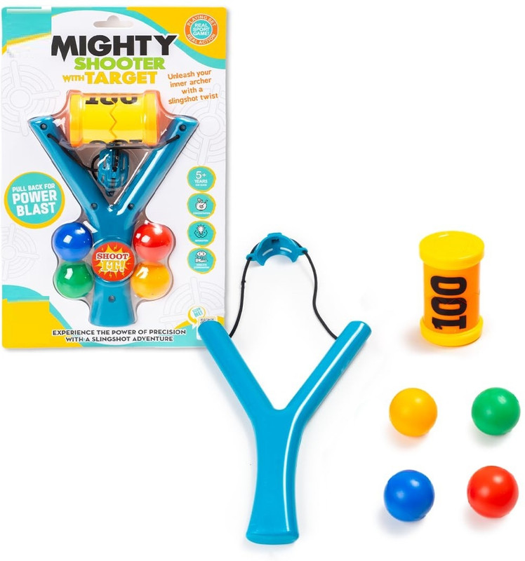 zokato Mighty Shooter with Target Slingshot Catapult Gulel Along with Plastic Balls(Multicolor)