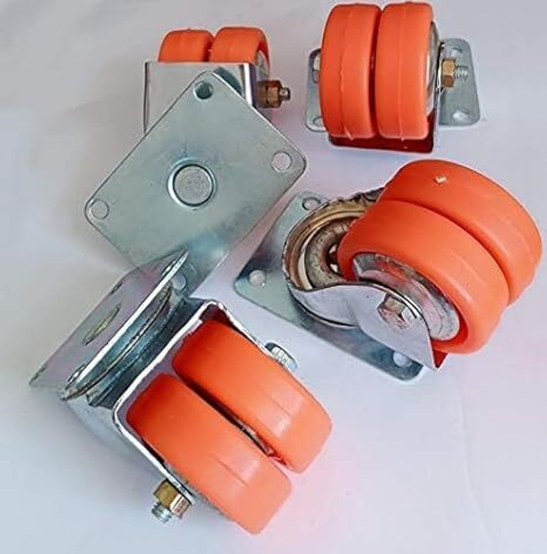 pmh 360 Degree Rotating Double Wheel Trolley Caster (Pack of4)(Multicolor)