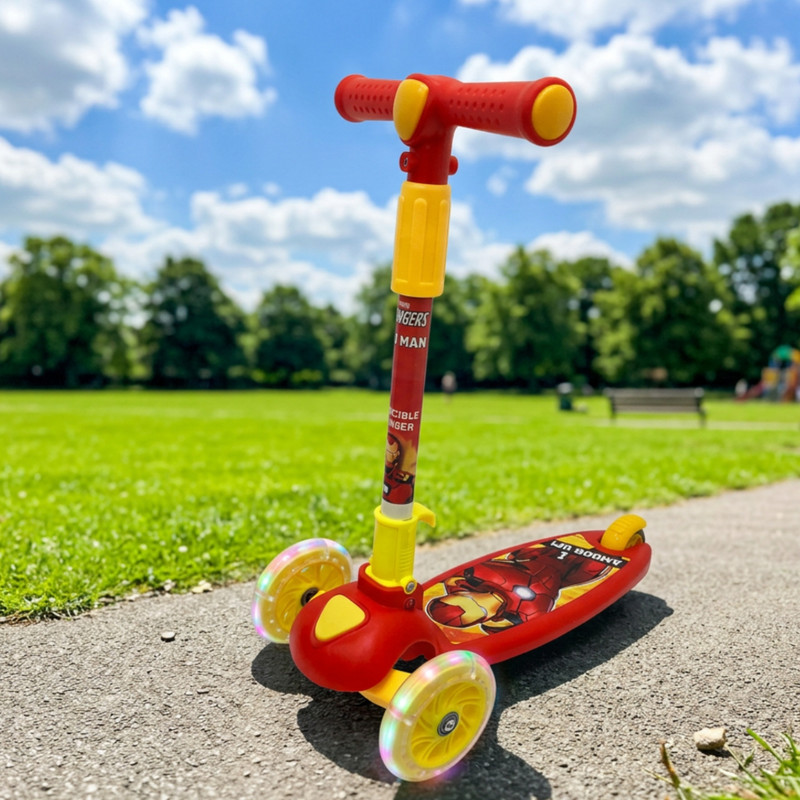 Avengers Iron Man 3-Wheel Heroglider Kick Scooter for Kids(Red, Yellow)