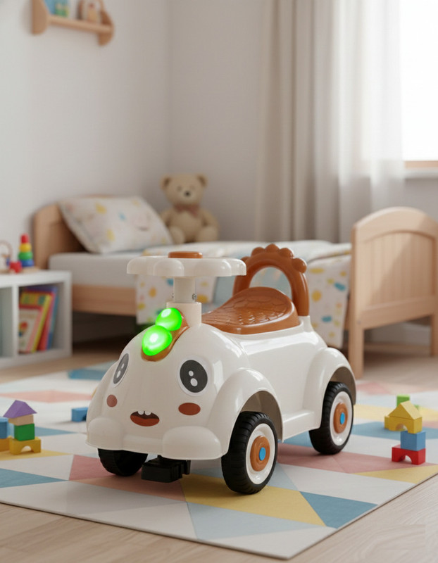 JoyRide Dino Ride on Kids Car with Music&Horn Steering|1 to 3 Years Non Battery Operated(Brown)