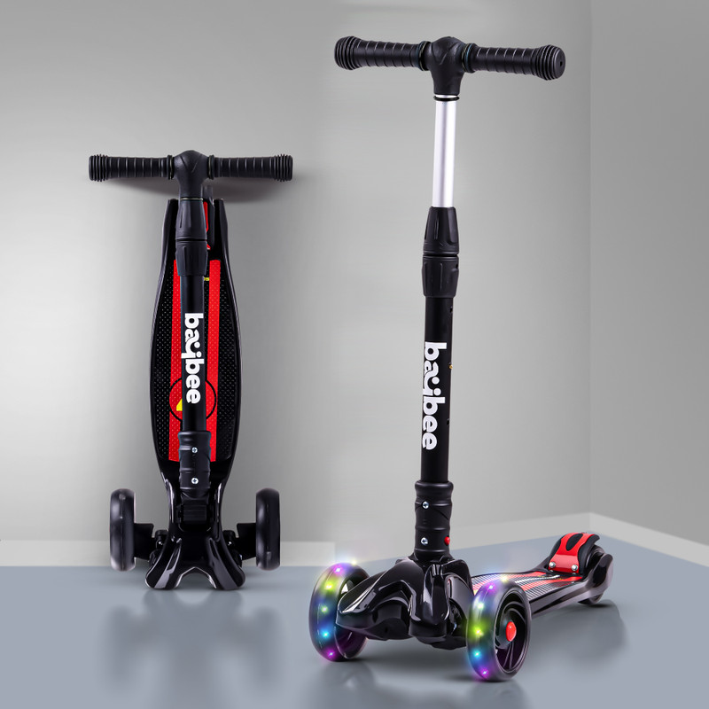 baybee Flash Kick Scooter for Kids Boys Girls(Black)