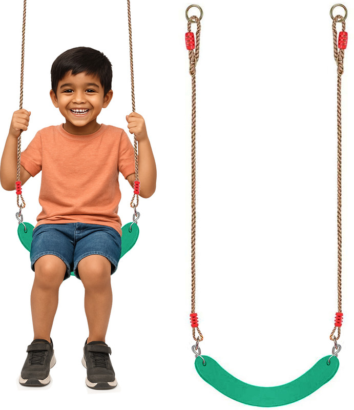 HOP N PLAY Flexible Swing Seat Heavy Duty 6 Ft with Adjustable Nylon Rope(Red)
