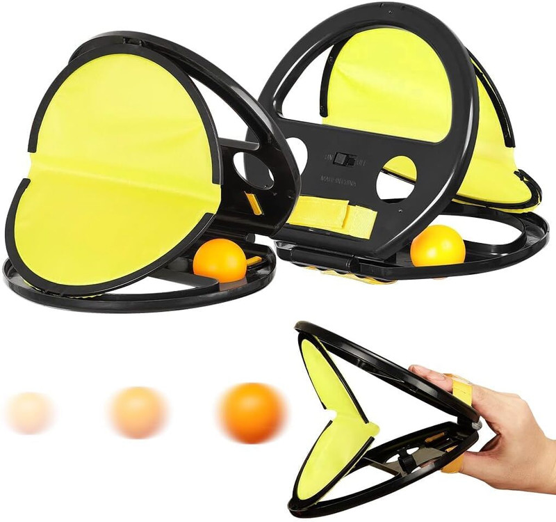 Kimio Catch And Throw Ball Toss Game Set for Kids and Adults (1 Black&1 Blue)(Black)