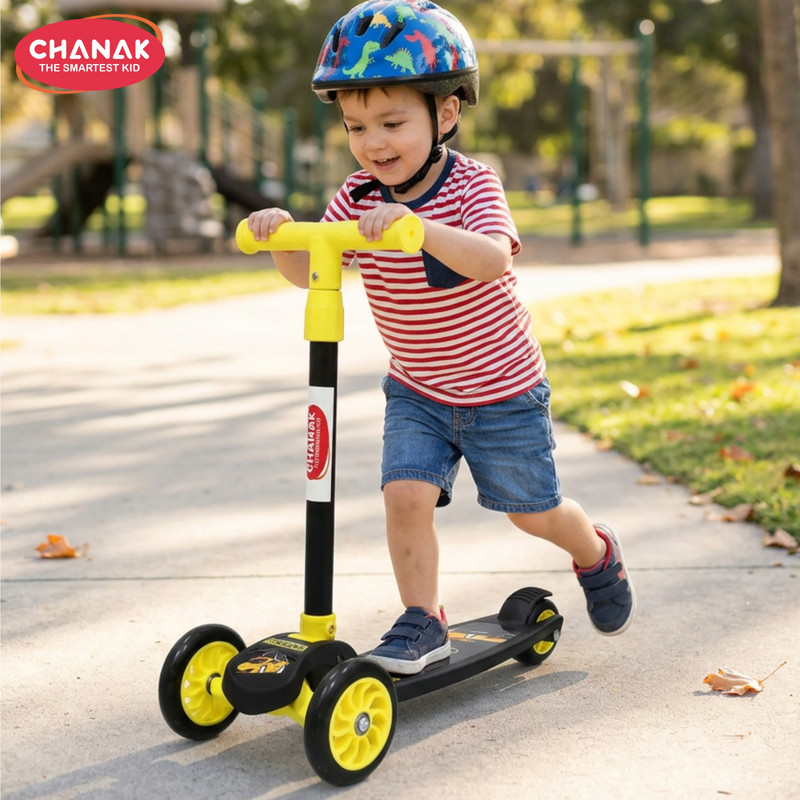 CHANAK Go Thunder Kick Scooter with 3 Wheel Foldable Scooter With Rear Break(Black)
