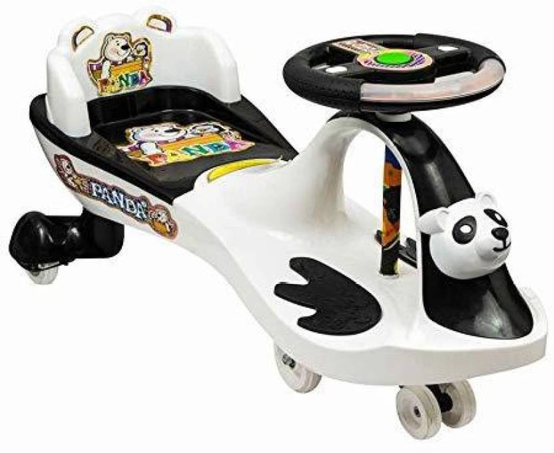 JoyRide Panda Glide Musical black and white Non Battery Operated Ride On(White)