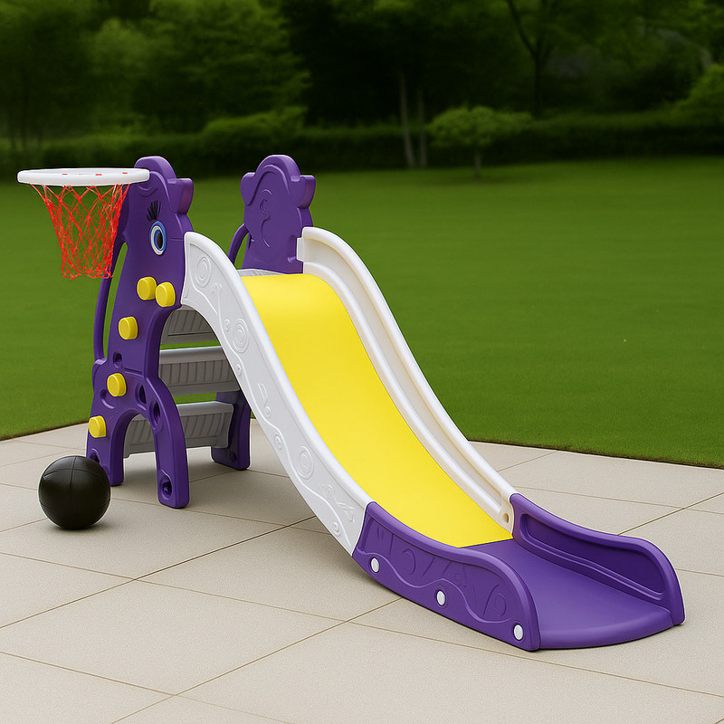 Ehomekart Slide for Kids - Unicorn Senior Slider with Extended Buffer And Basket Ball(Multicolor)