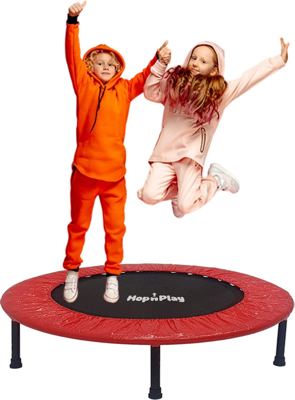 HOP N PLAY 60 inch Mini Jumping Fitness Trampoline for Kids & Adults(Black, Red)