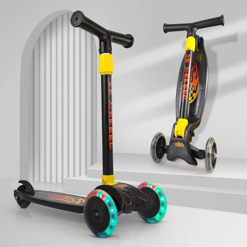 SPEEDFOX New One Kids Scooter with PU Wheels, Foldable Design & Adjustable – Id(Yellow)