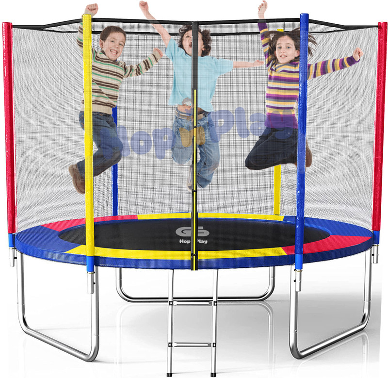 HOP N PLAY 8 Ft / 96 Inches GS Jumping Trampoline Jhula with Enclosure for Kids and Adults(Multicolor)