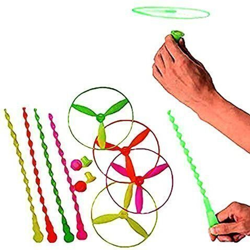 ARSDEWY Novelty Toys Flying Fairy Flying Saucer Flying Wheel Flying Hand Made Bamboo Dragonfly Toy (Size - Large)(Multicolor)