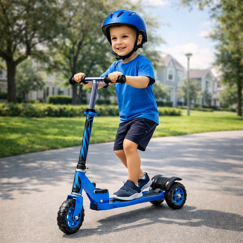 Pandaoriginals Foldable Scooter With Suspenion System, 50kg Weight Capacity, Age 5-10Yrs(Blue)