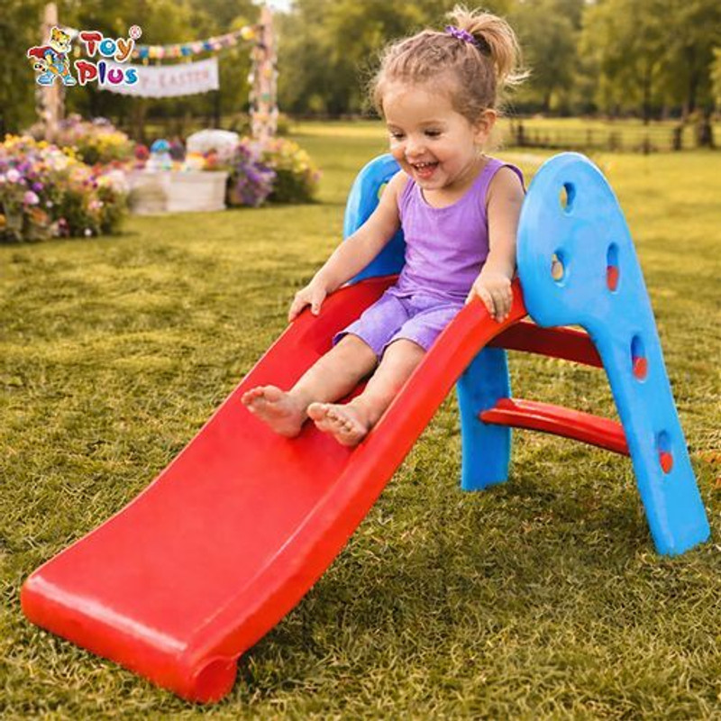 Toy Plus Kids Slide for Indoor Play with Smooth Surface & Safe Ladder(Blue, Red)