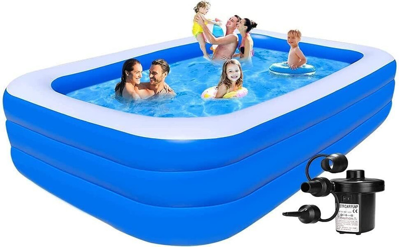 Acqua Scape Swimming Bath Tub with Pump 10 Feet(with Electric Pump). Inflatable Pool(Blue)(Blue)