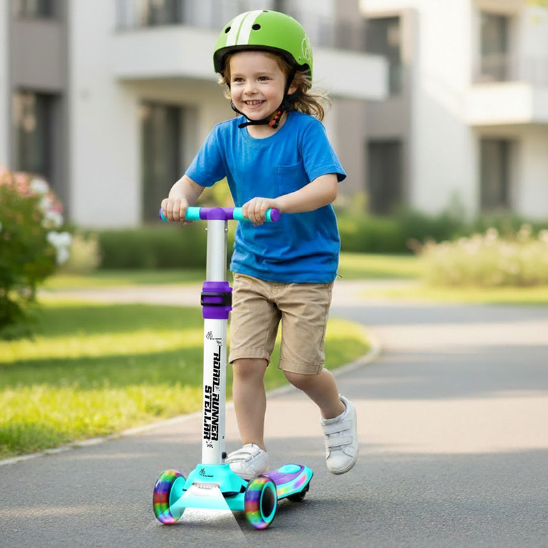 R for Rabbit Road Runner Stellar Kids Ride-on Scooter with Bluetooth Music & LED - Neon Black(Black)