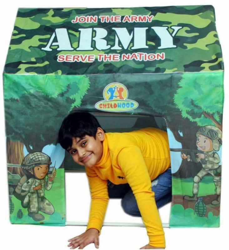 Jayaansh Traders Military Theme Army Play Tent House with LED Light for kids-A(Green)