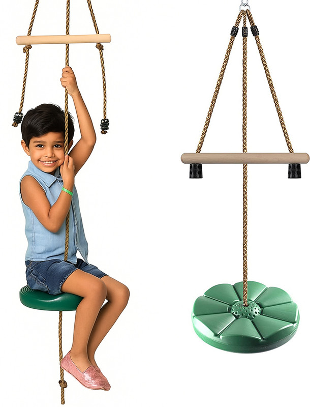 HOP N PLAY 7 Ft Monkey Bar with Disc Swing for Kids, Indoor Outdoor Adventure(Yellow)