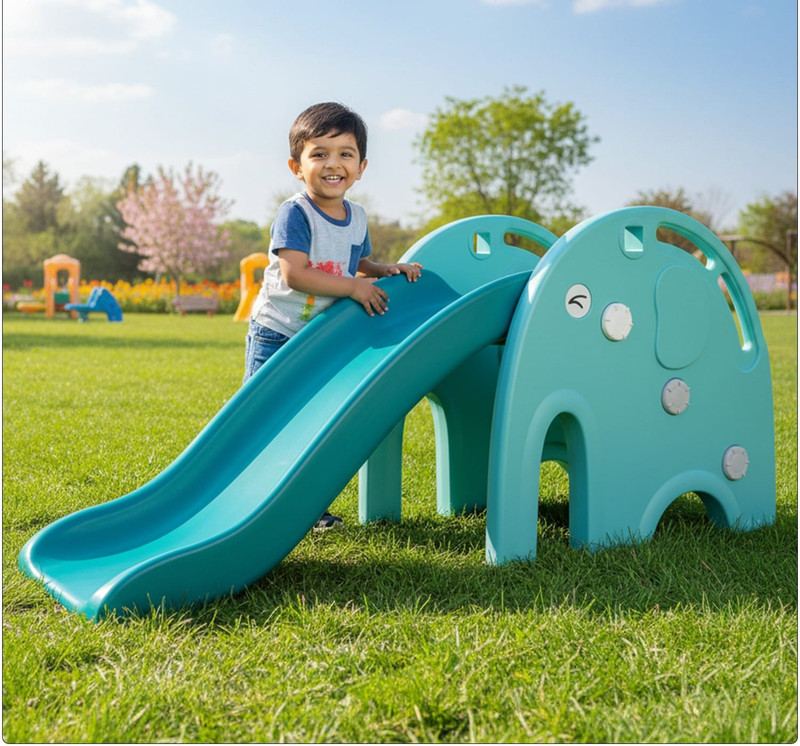 kidznation Happy Jumbo Slide for Kids | Indoor Outdoor Play Slider | Safe Design(Blue)
