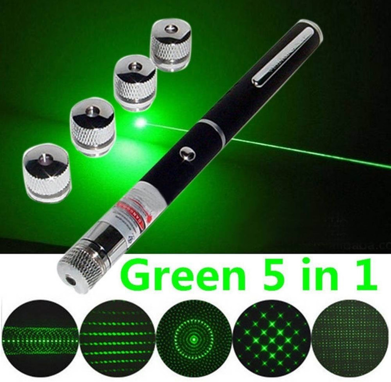 SAMRIDHI HUB 5in1 Effect Green Beam Laser Light Pen with Disco Pointer Multi-Function Control Lazer Light Gag Toy(Green)