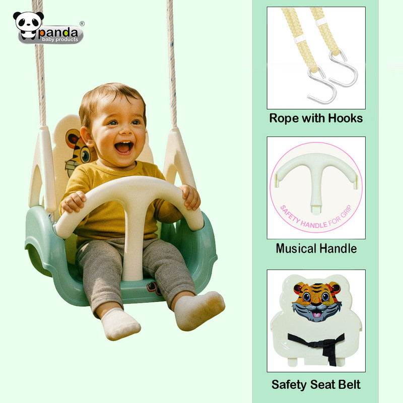PANDA BABY PRODUCTS Musical Swing for Indoor & Outdoor Use | Strong & Safe Swing with Safety Belt(Pink)