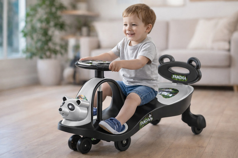 SPEEDFOX Kids Magic Car Ride On | Panda Swing Twist Car | Self Driving Toy for Boys Girls(Grey, Pack of: 1)