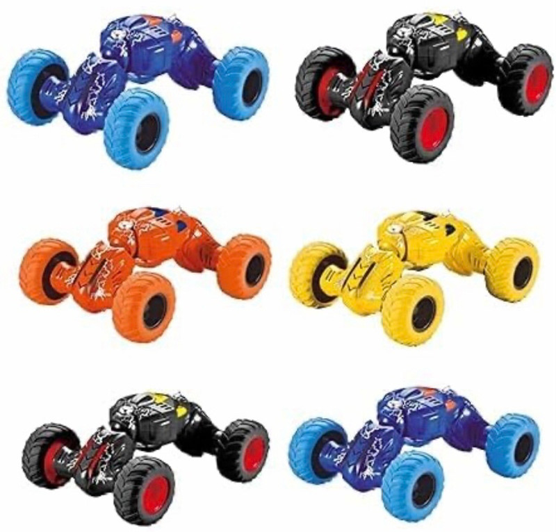 Smiley PULL BACK MONSTER TELESCOPIC CAR TOY (PACK OF 6(Multicolor)
