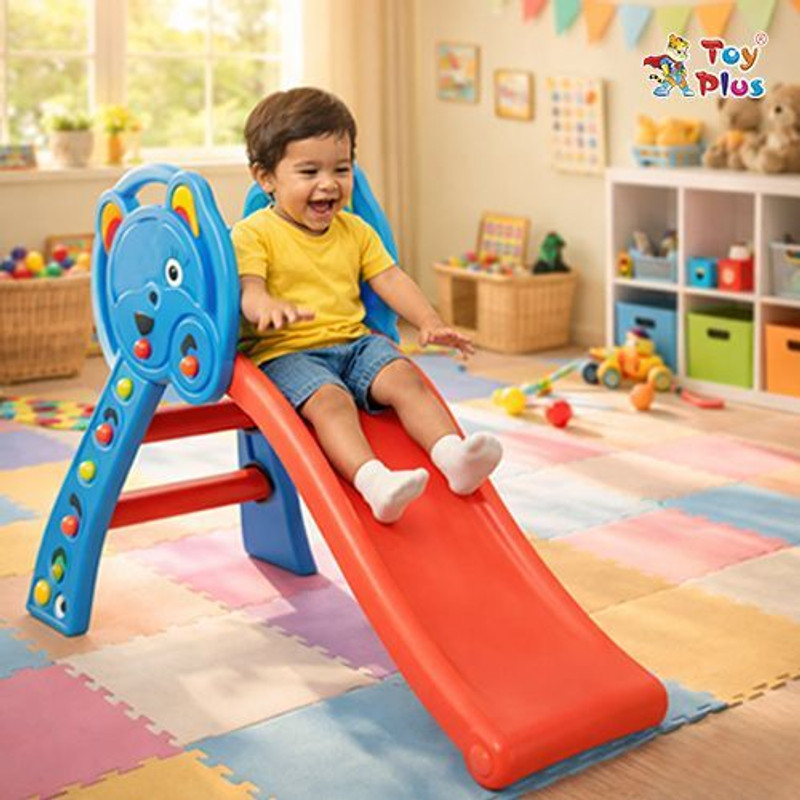 Toy Plus Kids Plastic Slide with Smooth Glide & Safety Ladder for Toddlers(Blue, Red)