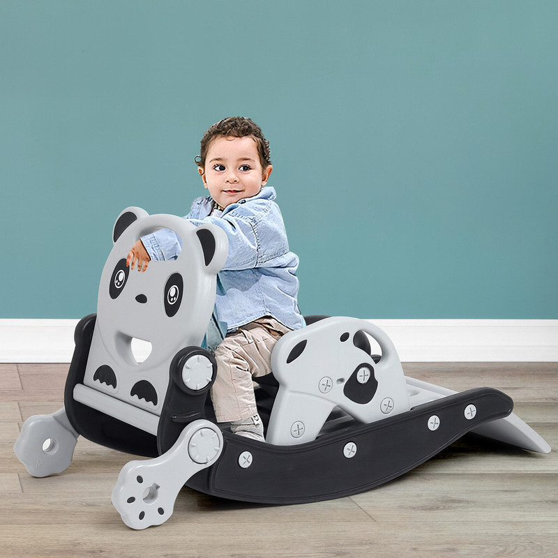PLAYGRO 2 In 1 Rocking Panda Slide & Rocker | Junior Play Indoor/Outdoor for Kids(Black, Grey)