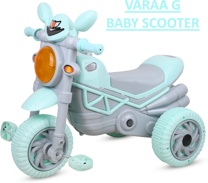 VARAA G BABY TRICYCLE WITH MUSIC & LIGHT, MADE IN INDIA, COLOR TYRE, FOR 3 TO 5 YR KID(Green, Grey)